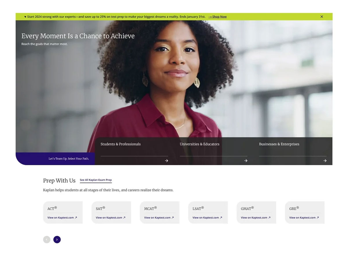 Kaplan site interior page